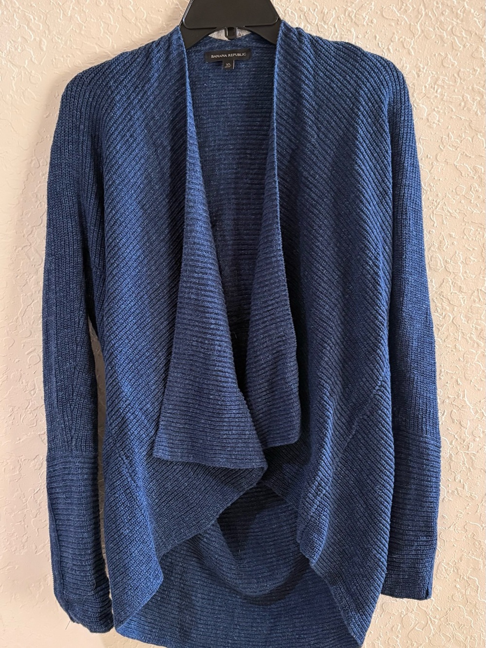 Banana Republic Women's Navy Blue Open-Front Draped Cardigan